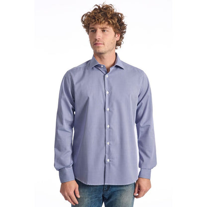 Camisa de algodón azul para hombre