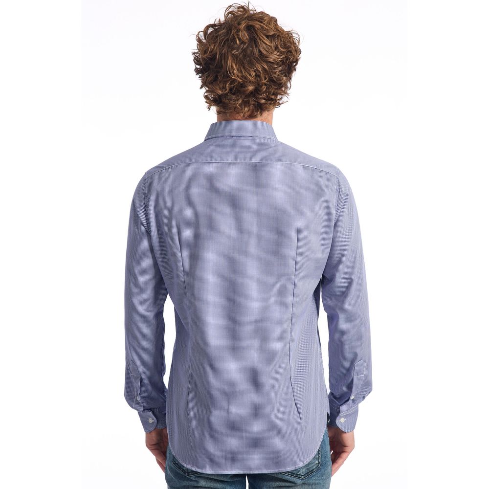 Camisa de algodón azul para hombre