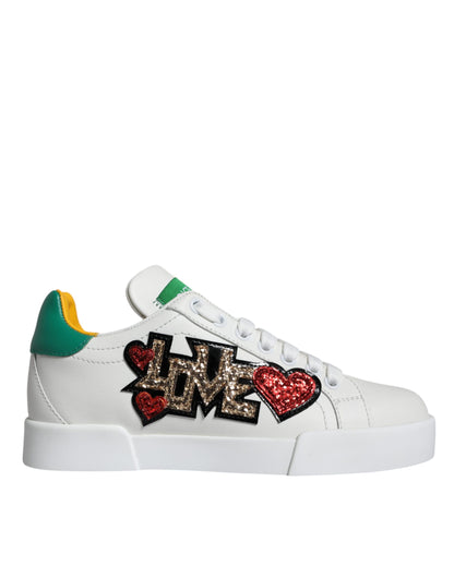 White Love Patch Portofino Sneakers Shoes