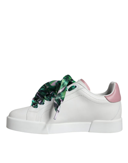 White Leather Portofino Low Top Sneakers Shoes