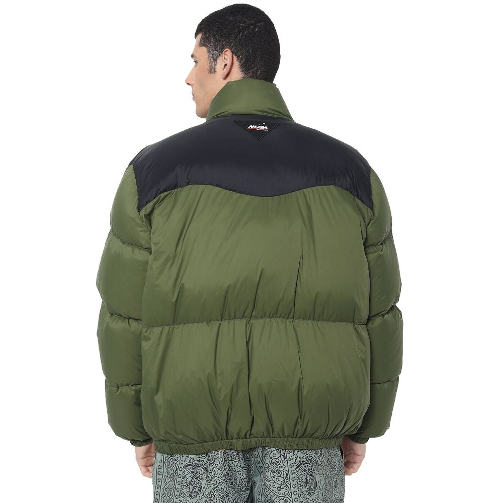 Green Nylon Men Bomber Jacket