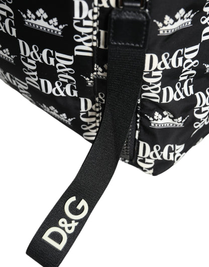 Black White DG Crown Logo Nylon Backpack Bag