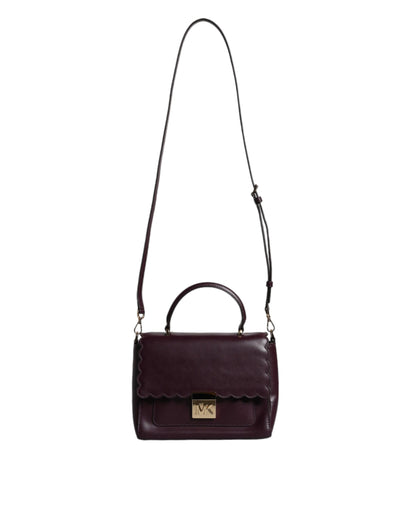 Purple Leather Logo Plaque Crossbody MINDY Satchel Bag