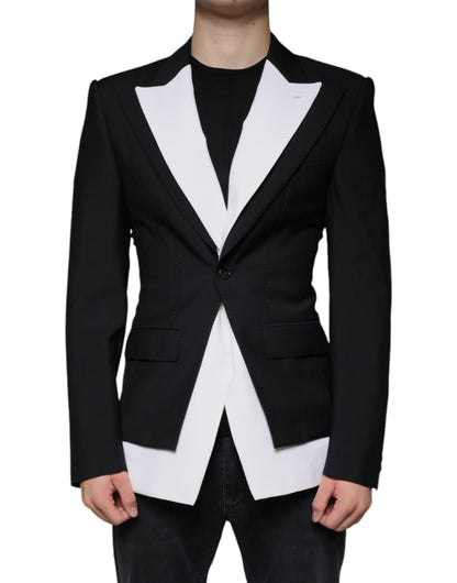 Blazer de vestir blanco negro de un solo pecho