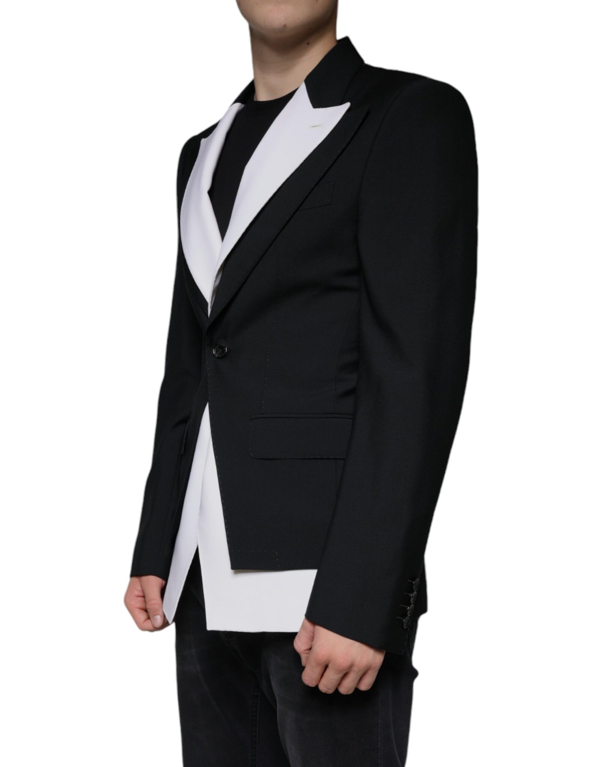 Blazer de vestir blanco negro de un solo pecho