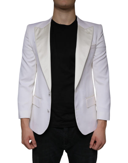 Blazer de lana de color blanco roto con botonadura sencilla