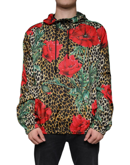 Multicolor Leopard Floral Hooded Jacket