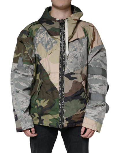 Multicolor Camouflage Full Zip Hooded Jacket