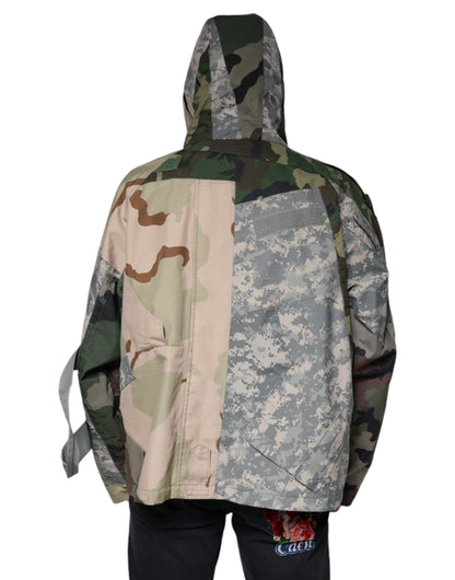 Multicolor Camouflage Full Zip Hooded Jacket