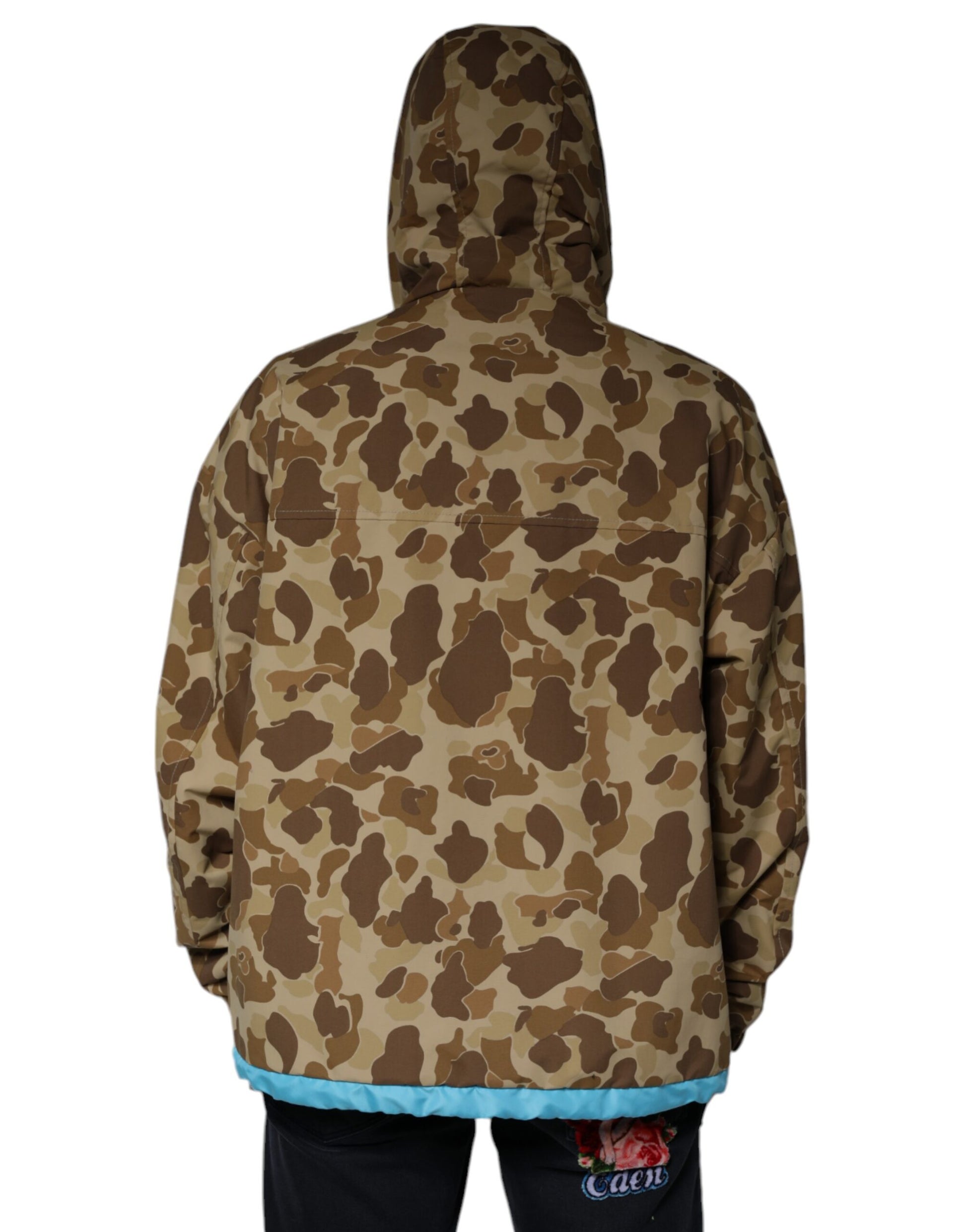 Brown Camouflage Hooded Pullover Jacket