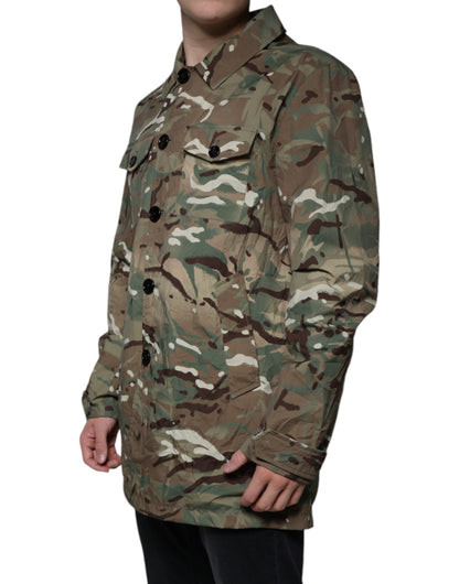 Multicolor Camouflage Collared Coat Jacket