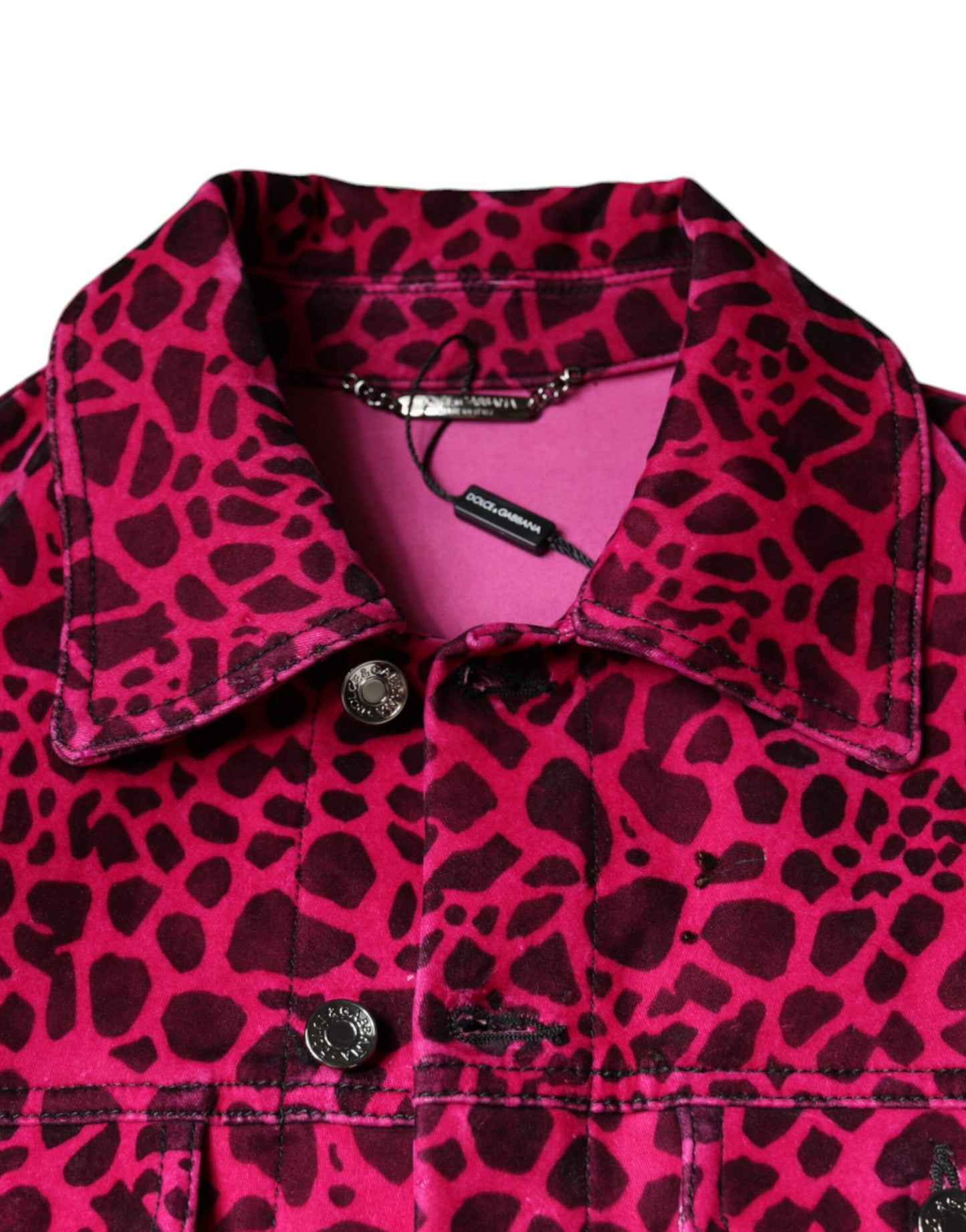 Fuchsia Leopard Button Down Collared Jacket