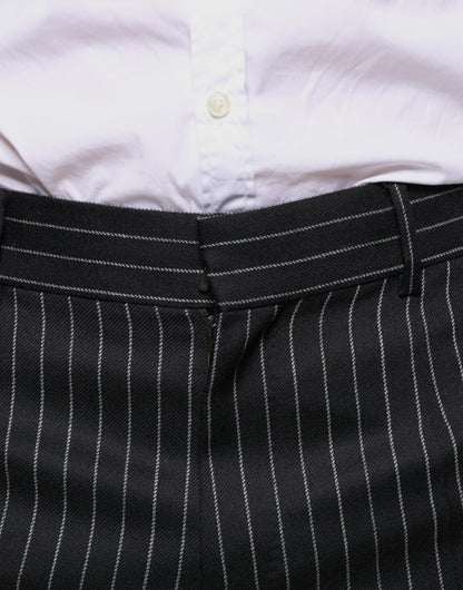 Pantalones de vestir ajustados de rayas negras para hombre