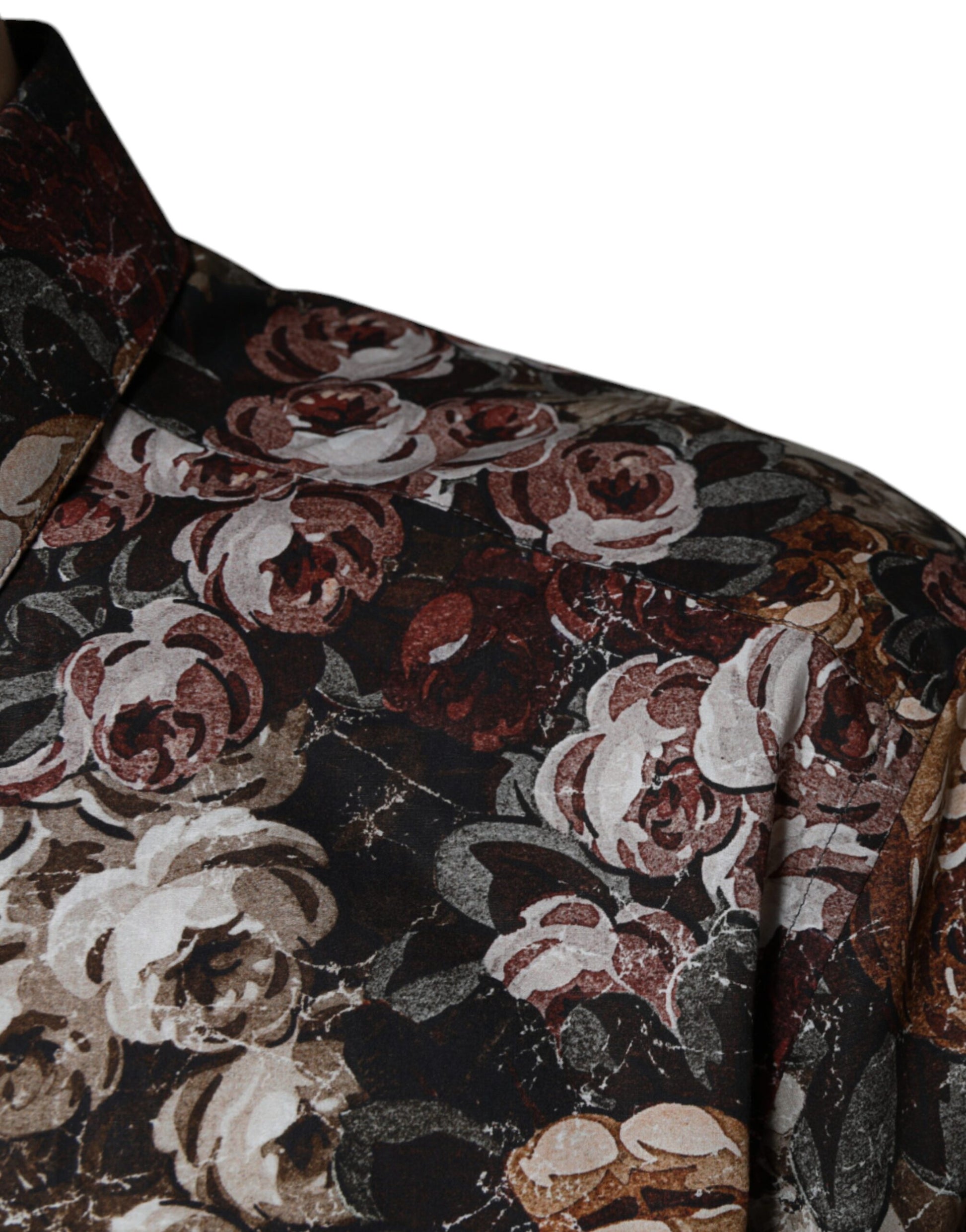 Camisa de vestir para hombre de algodón con estampado floral multicolor dorada