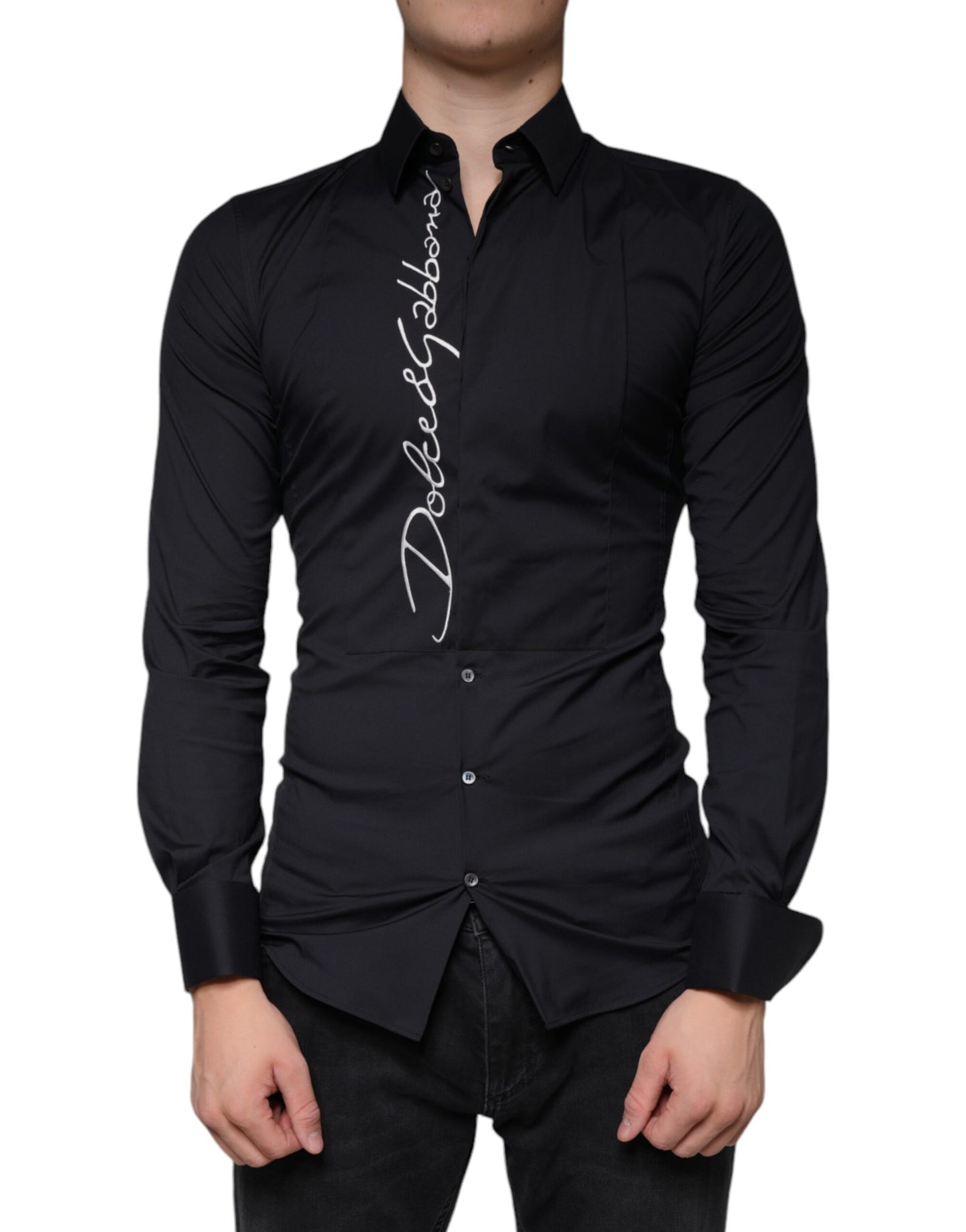 Black Logo Embroidered SICILIA Dress Shirt