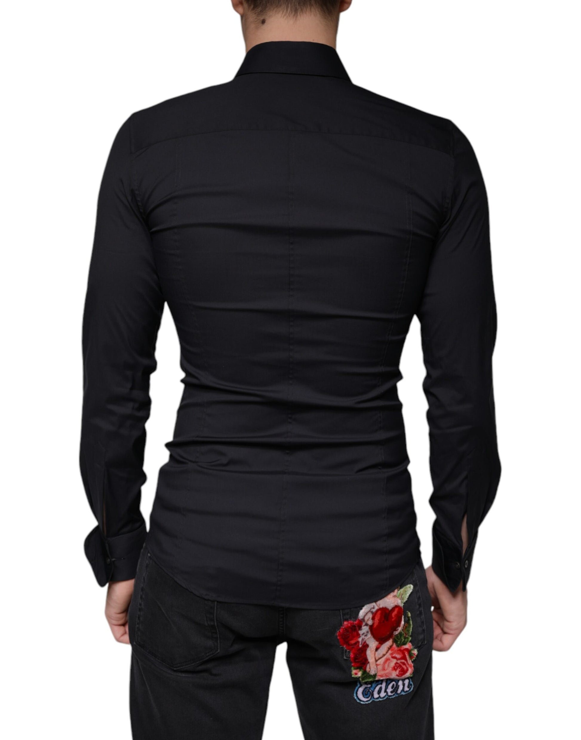 Black Logo Embroidered SICILIA Dress Shirt