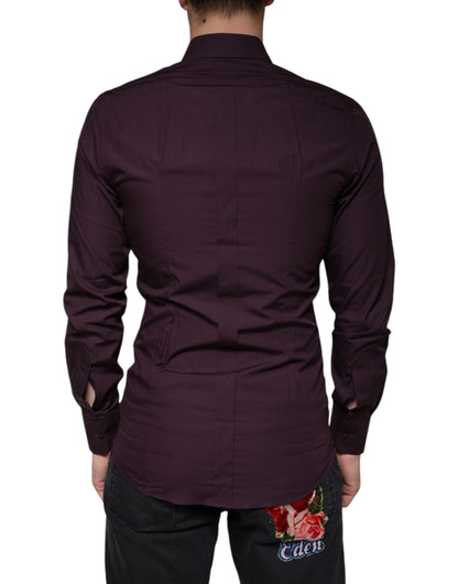 Camisa formal para hombre color violeta oscuro de algodón dorado