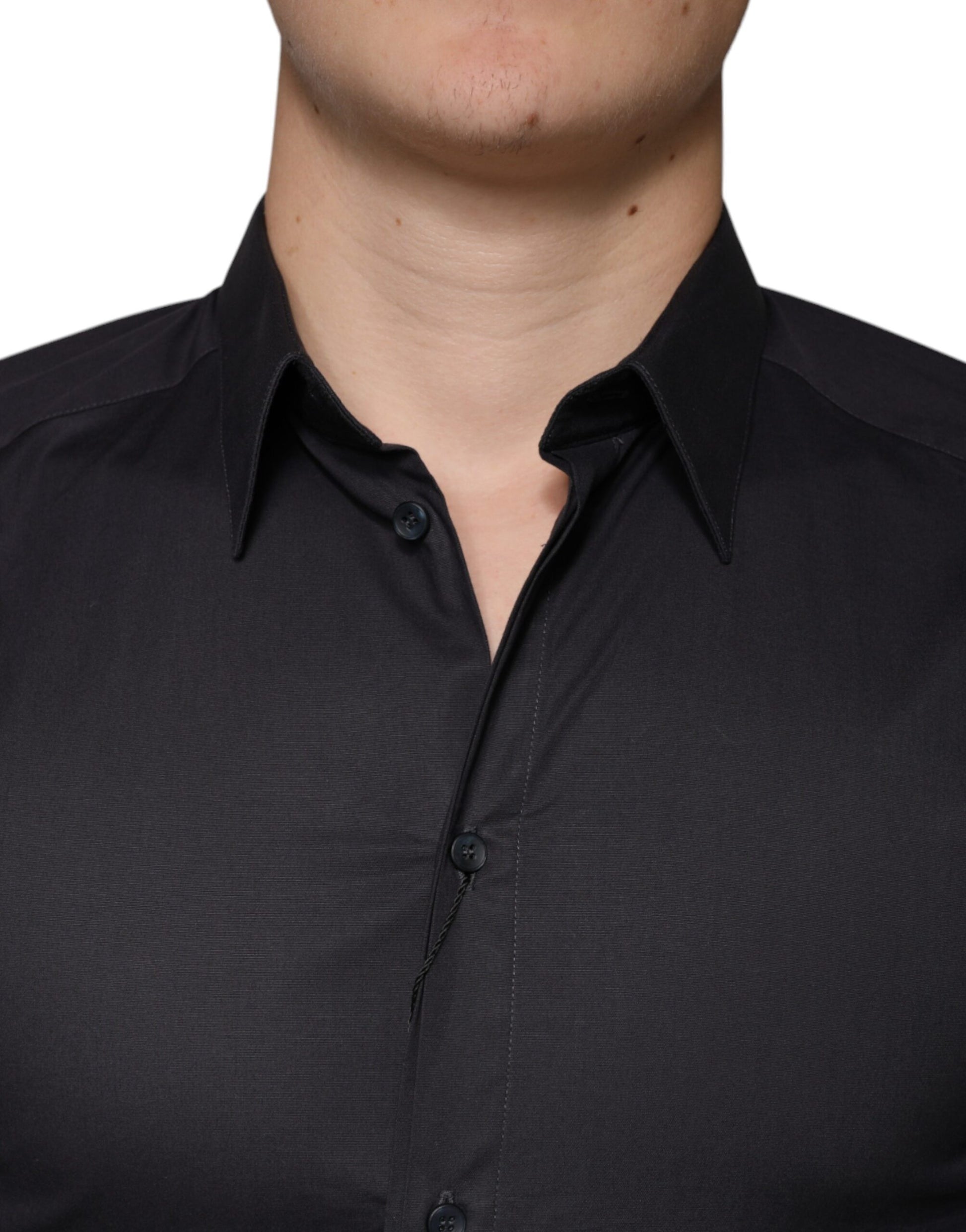 Vestido elástico de algodón negro Camisa formal dorada