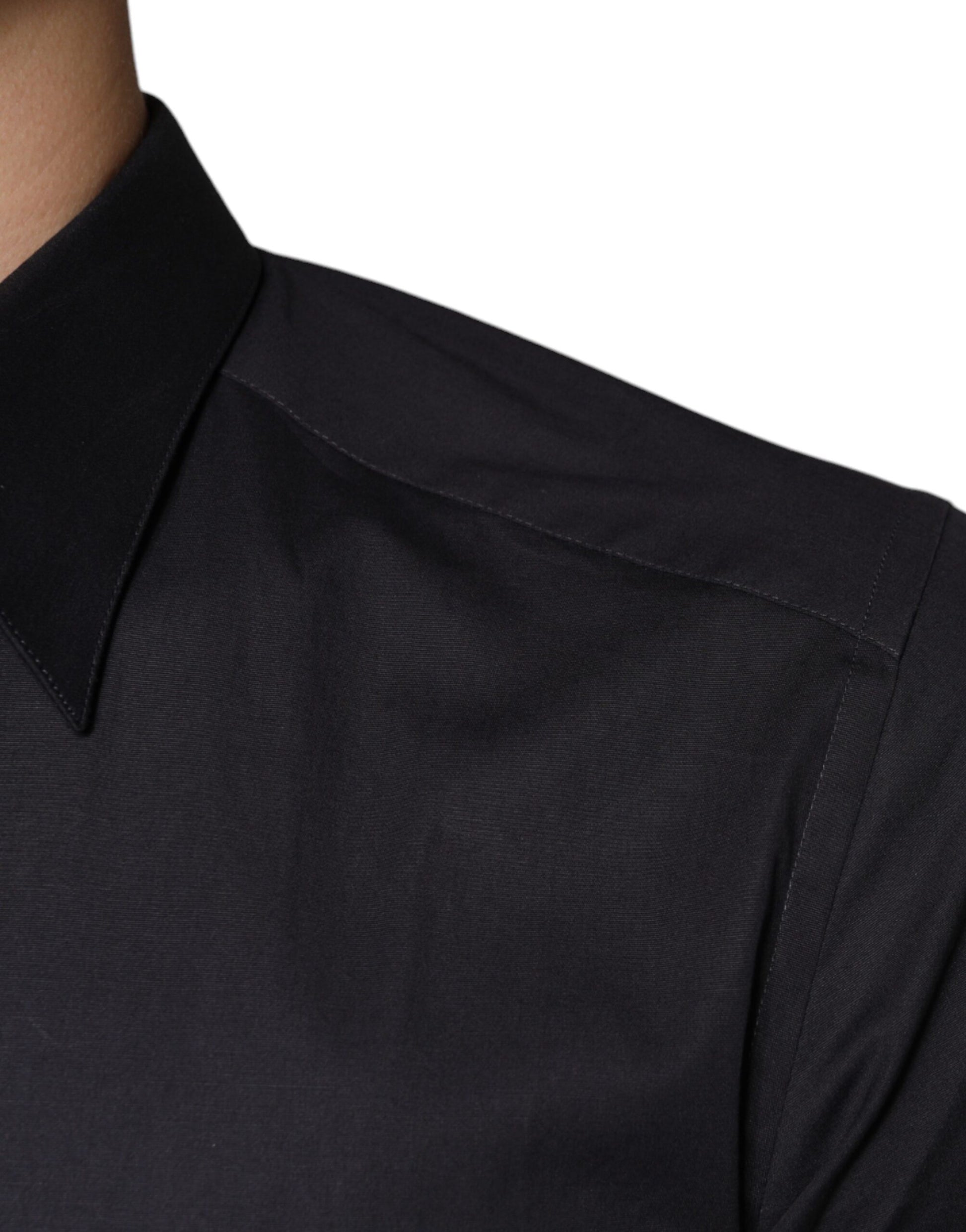 Vestido elástico de algodón negro Camisa formal dorada