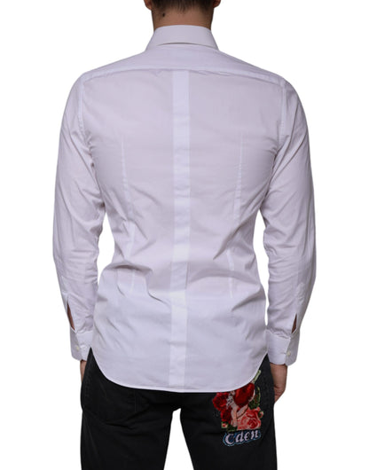 Camisa formal para hombre de popelina de algodón con pechera blanca dorada