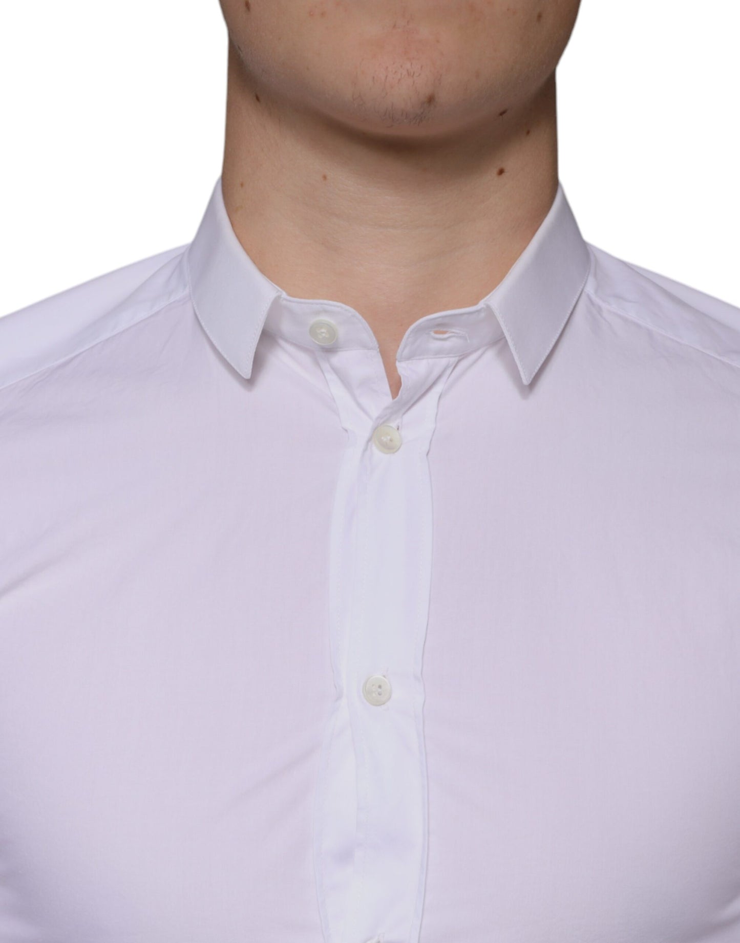 Vestido de algodón blanco Camisa formal con cuello dorado