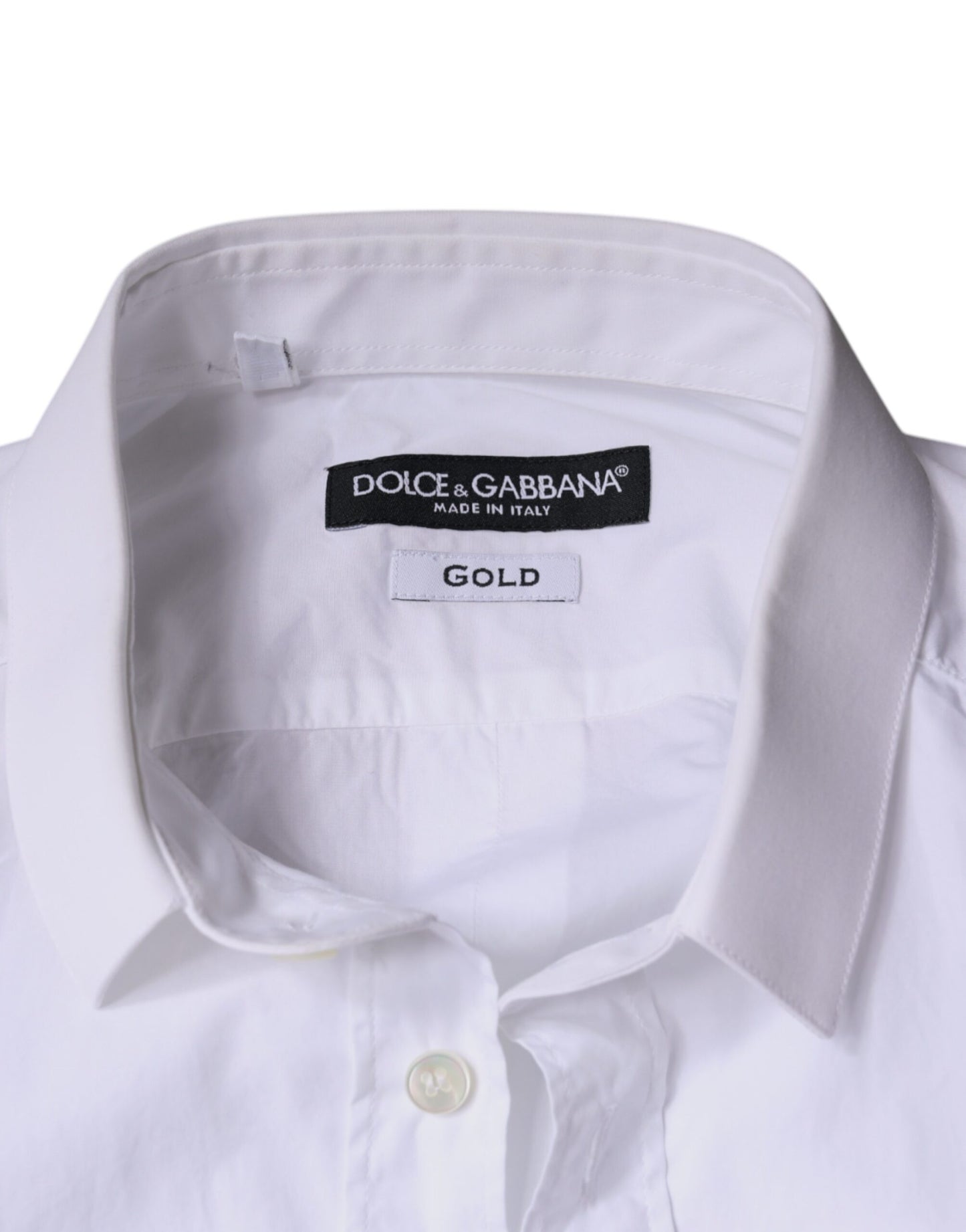 Vestido de algodón blanco Camisa formal con cuello dorado