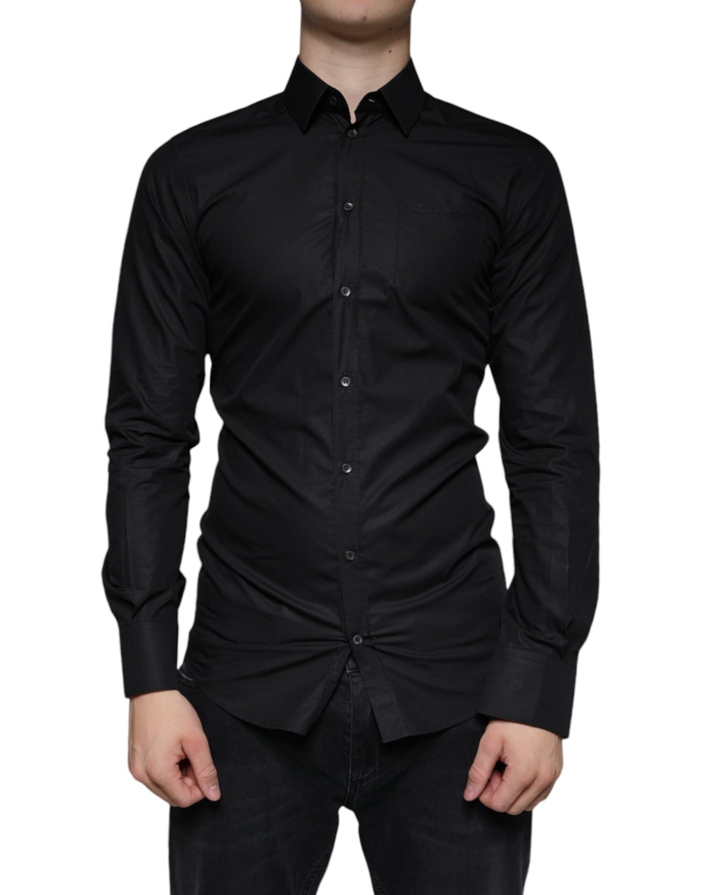 Vestido de algodón negro elástico ORO Camisa formal