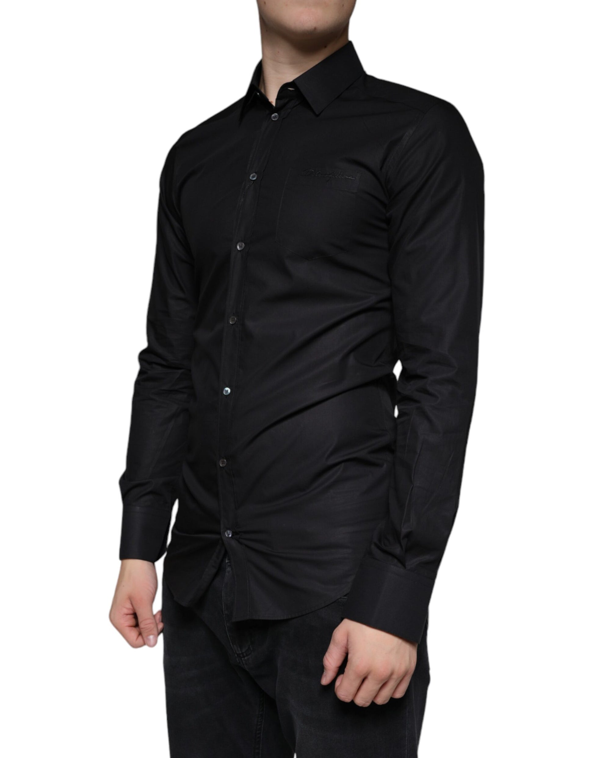 Vestido de algodón negro elástico ORO Camisa formal