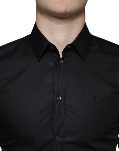 Vestido de algodón negro elástico ORO Camisa formal