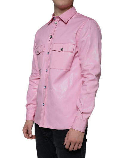 Pink Cotton Collared Button Down Shirt