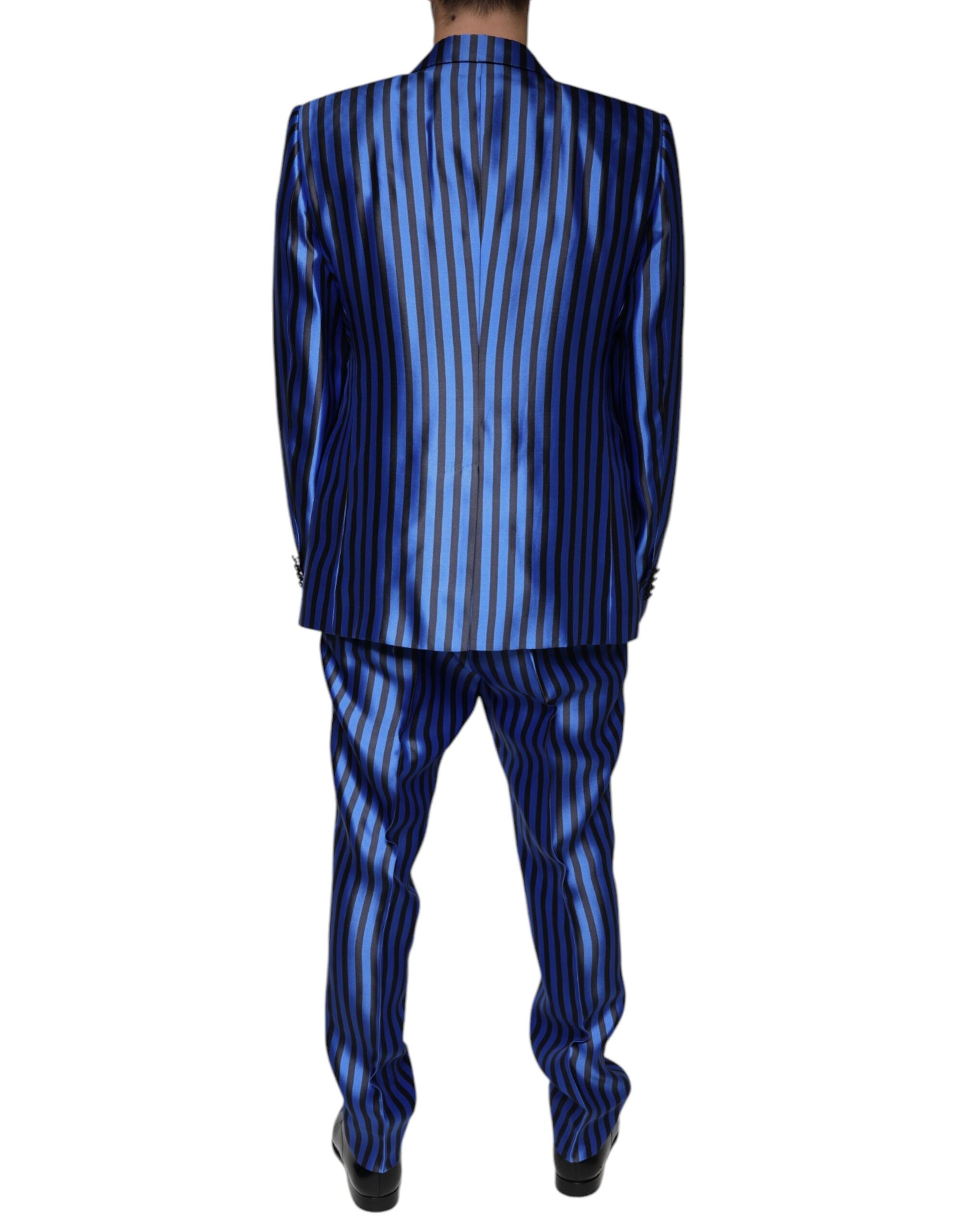 Metallic Blue Stripes Formal 3 Piece Suit