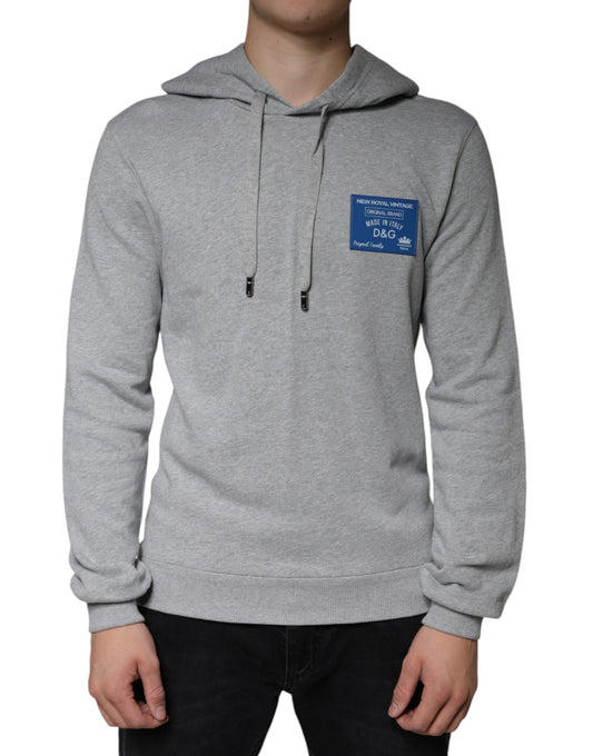 Sudadera gris con capucha y logotipo de algodón