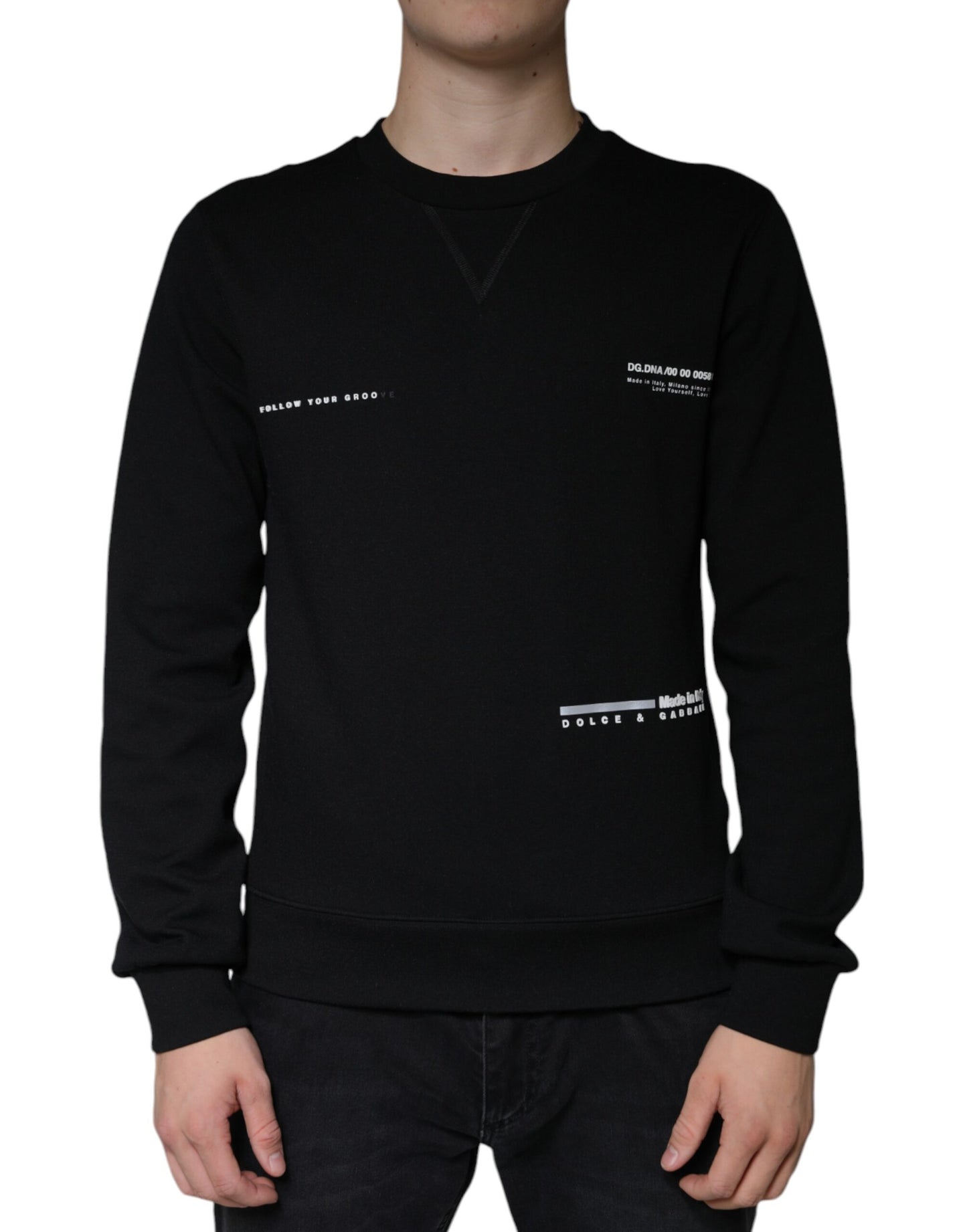 Sudadera de cuello redondo con logotipo negro