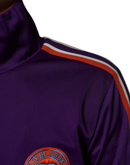 Jersey de manga larga con cremallera completa de poliéster morado