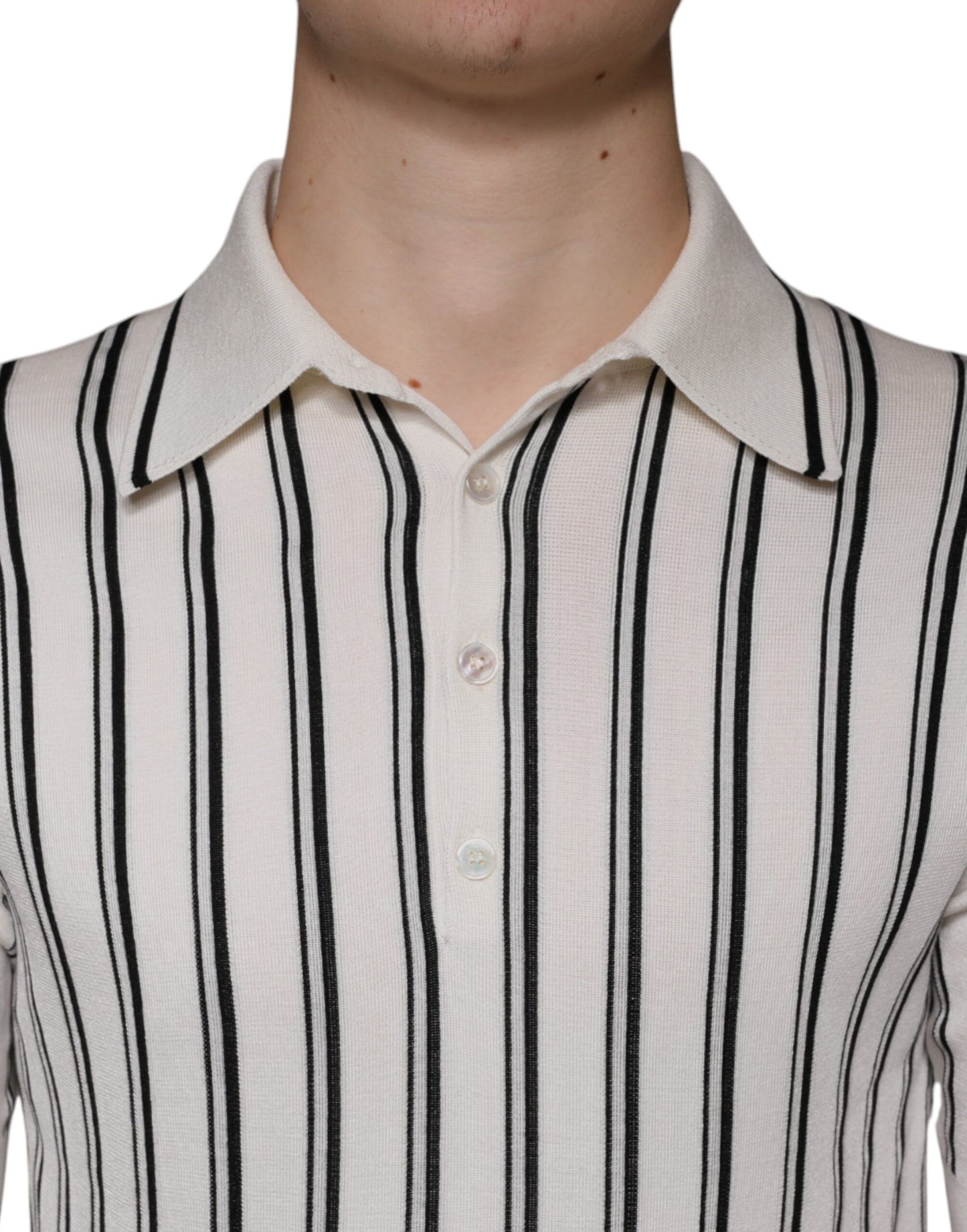 White Black Stripe Polo Short Sleeve T-shirt