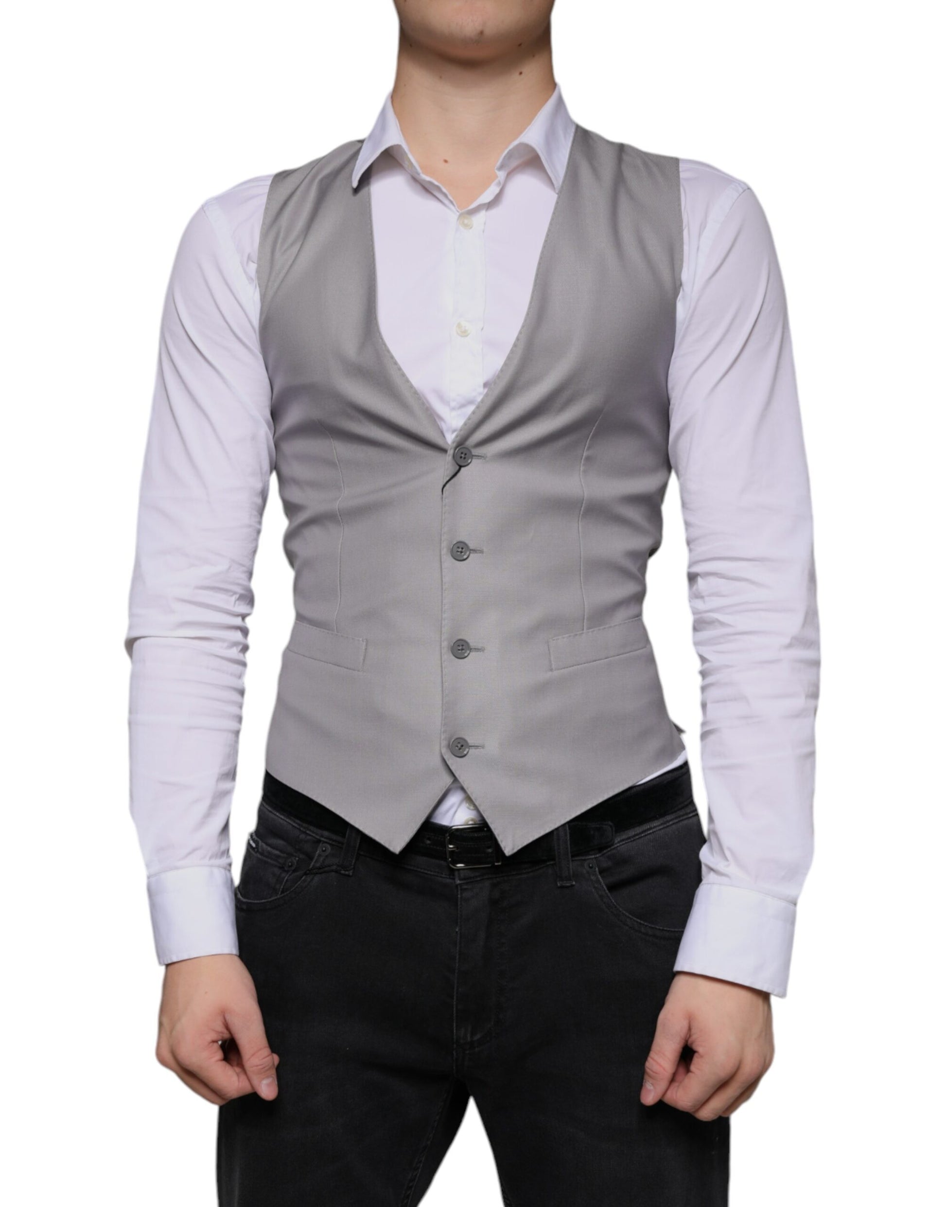 Chaleco formal de lana gris claro