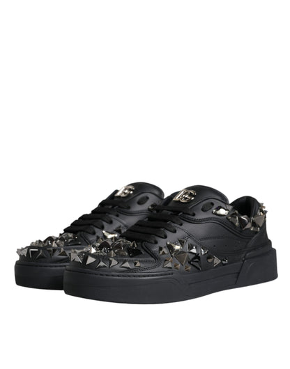 Black Studded Low Top Men Sneakers Shoes