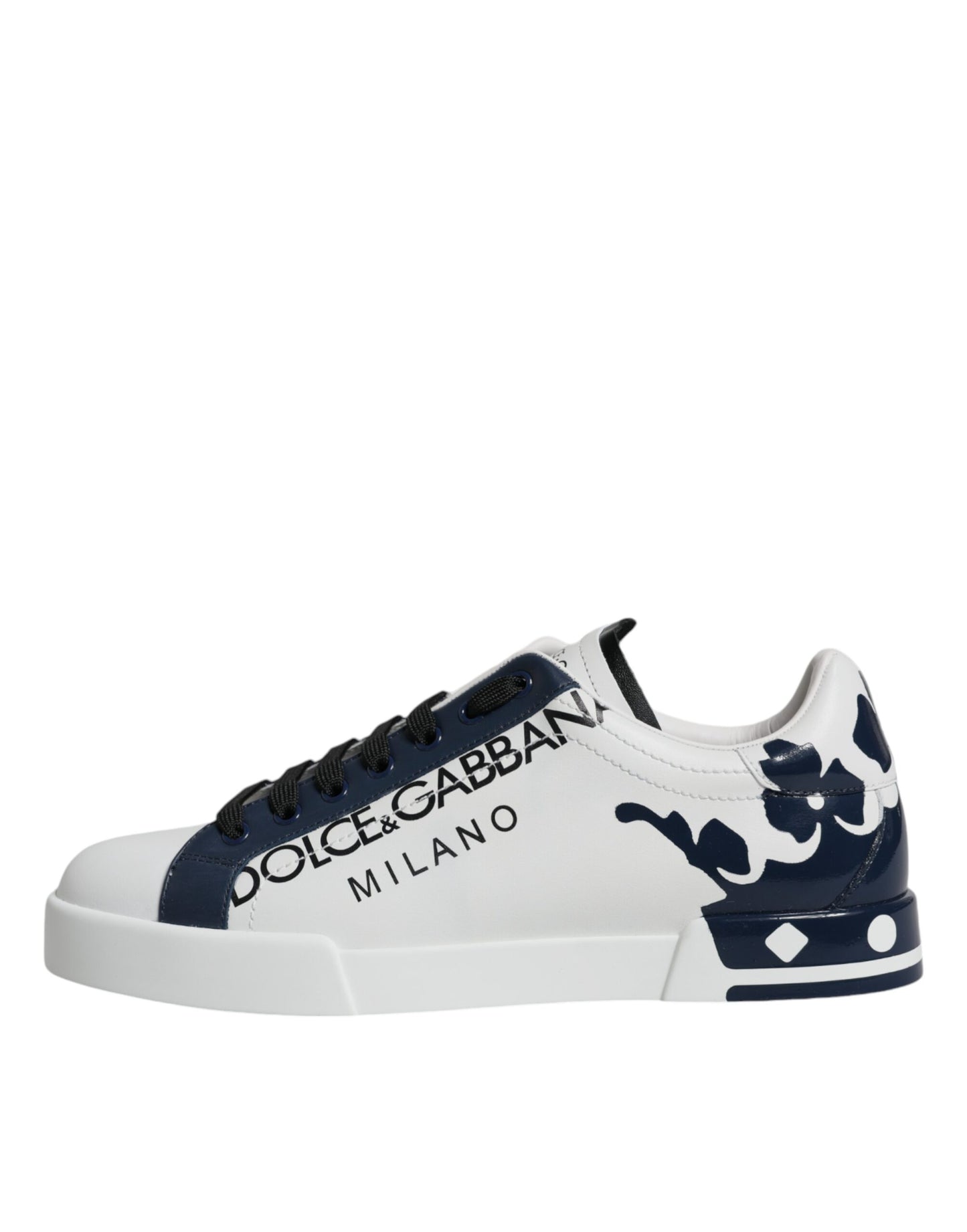 Zapatillas de deporte blancas y azules de piel Crown Milano