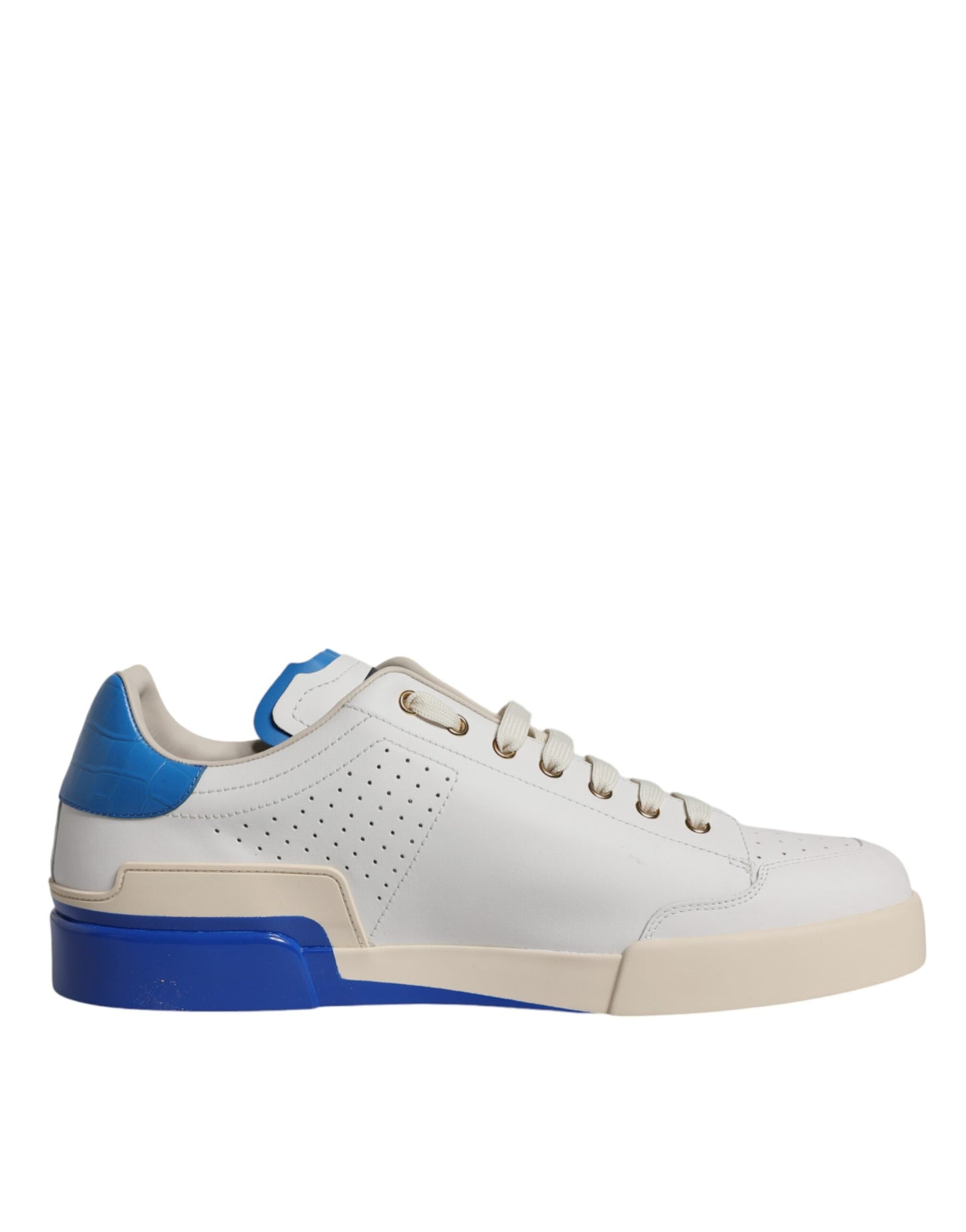 Zapatillas deportivas bajas perforadas en blanco y azul