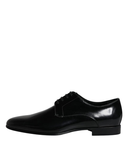 Zapatos Derby formales de cuero negro con cordones para hombre