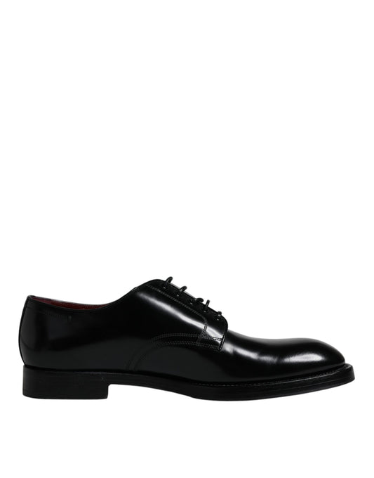 Zapatos Derby formales de cuero negro con cordones para hombre