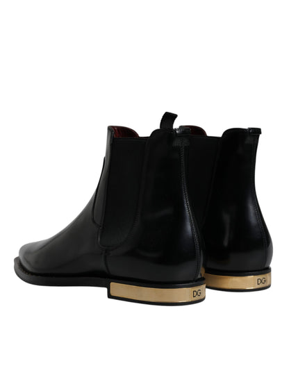 Black Leather Chelsea Ankle Boots Shoes