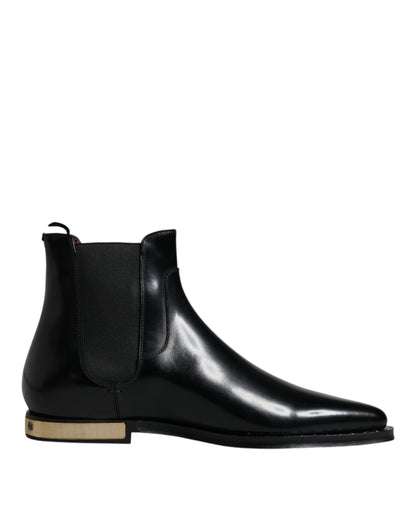 Black Leather Chelsea Ankle Boots Shoes