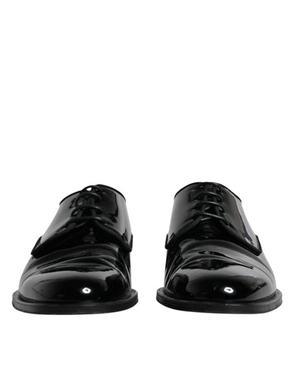 Zapatos Derby formales de cuero negro con cordones para hombre