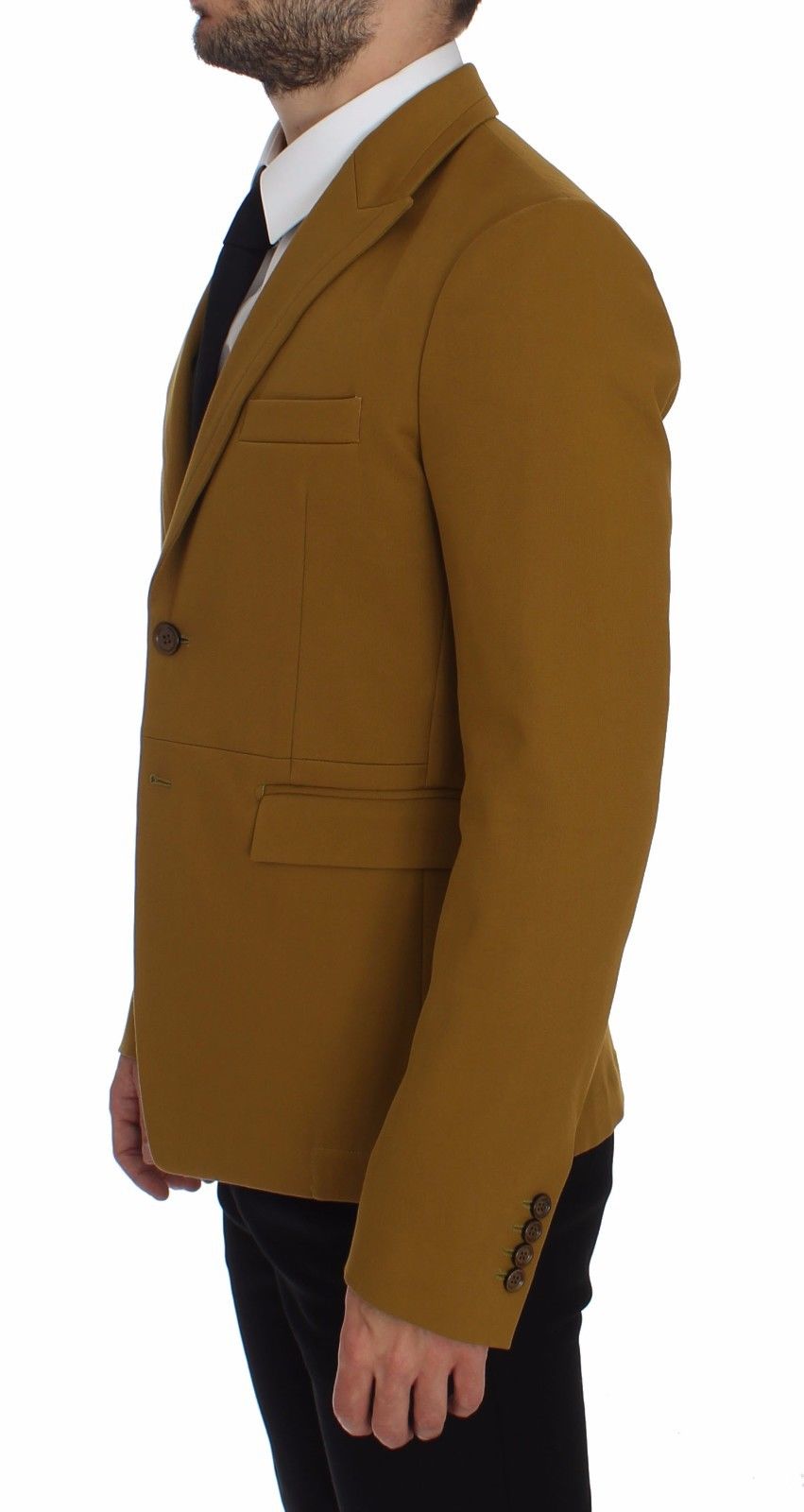 Elegante blazer casual de mezcla de algodón amarillo