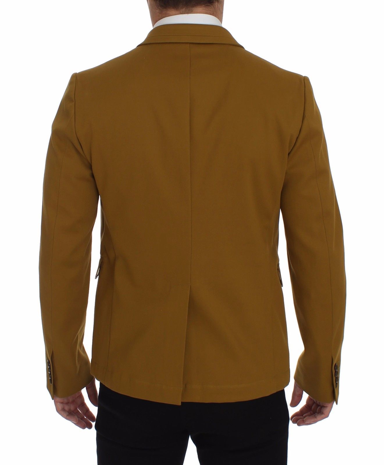 Elegante blazer casual de mezcla de algodón amarillo