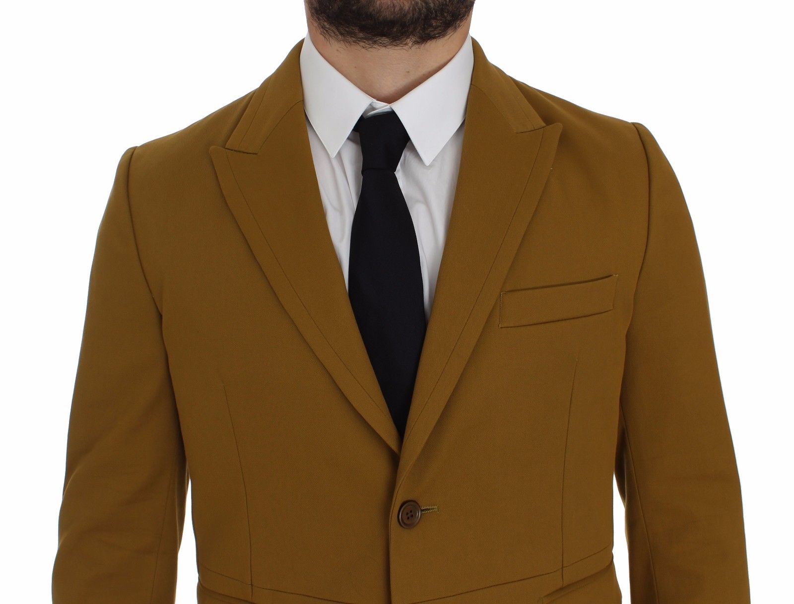 Elegante blazer casual de mezcla de algodón amarillo