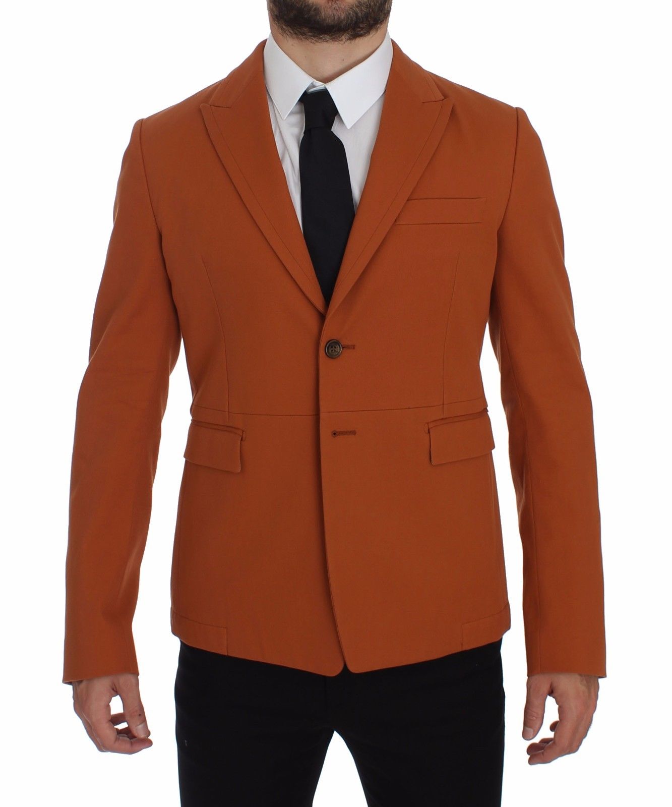 Elegante blazer casual de mezcla de algodón de color naranja