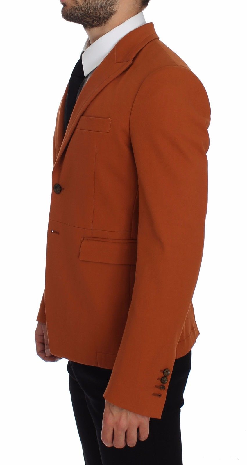 Elegante blazer casual de mezcla de algodón de color naranja