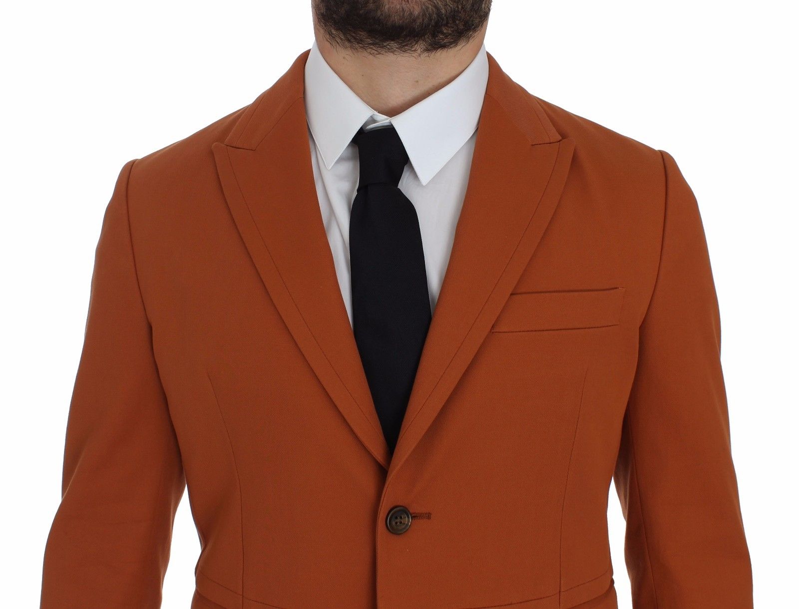 Elegante blazer casual de mezcla de algodón de color naranja